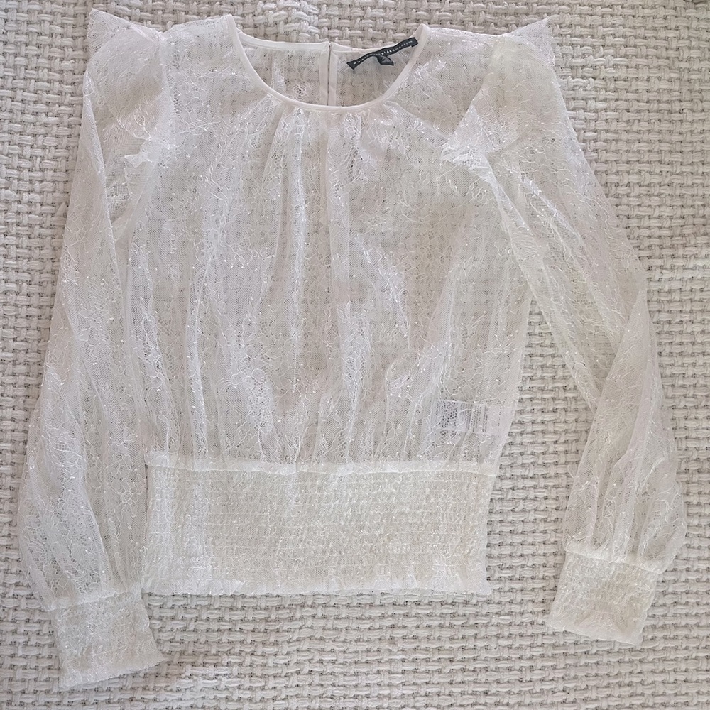 White House Black Market Size S Lace Long Sleeve Blouse